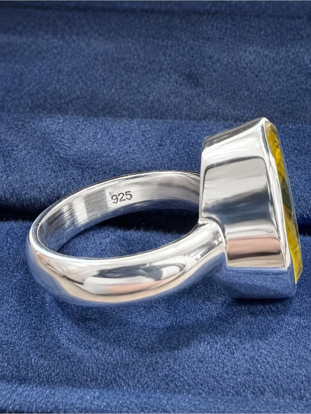 Vintage 925 Sterling Silver Citrine Marquise Statement Ring Size 7
